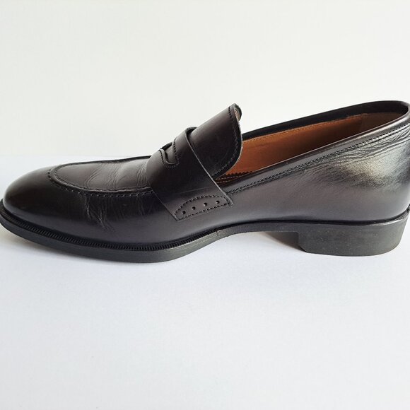 New Di Bianco Black Leather Penny Loafer Shoes Size 8 main image 10
